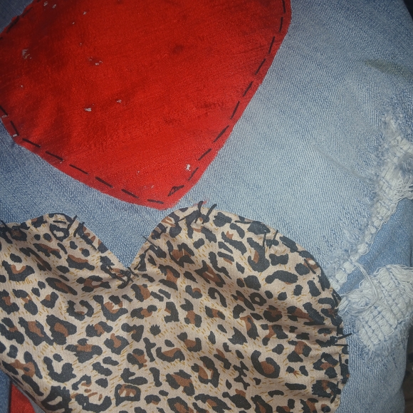 Torrid 20R Women's Flare Jeans with Heart and Leopard Patches - Picture 6 of 9